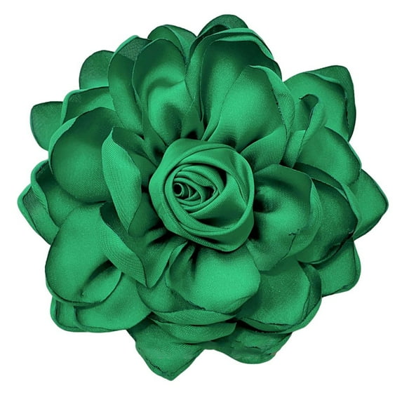 Xinwanna 10cm Rose Fabric Flower Accessory Women Versatile Corsage Hair Clip Suit Lapel Clothing Bags DIY Corsage (Green)