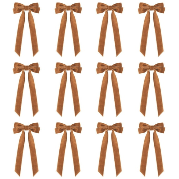 Xinwanna 12Pcs Christmas Velvet Bows Rustic Vintage Velvet Ribbon Bows for DIY Crafts Gift Wrapping Tree Garland Wreath Xmas Decoration (Type C)