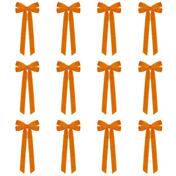 Xinwanna 12Pcs Christmas Velvet Bows Rustic Vintage Velvet Ribbon Bows for DIY Crafts Gift Wrapping Tree Garland Wreath Xmas Decoration (Type E)