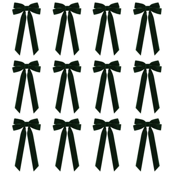 Xinwanna 12Pcs Christmas Velvet Bows Rustic Vintage Velvet Ribbon Bows for DIY Crafts Gift Wrapping Tree Garland Wreath Xmas Decoration (Type J)