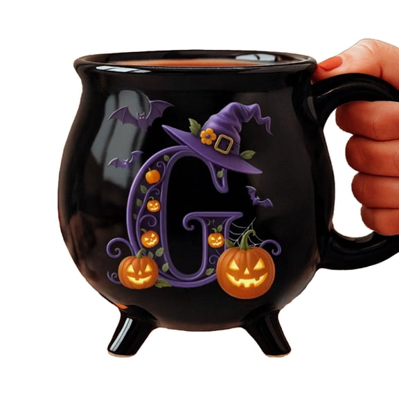 Xinwanna 12oz Witch Cauldron Mug Personalized Halloween Coffee Mug Ceramic Witches Brew Tea Cup Halloween Birthday Gift for Women Besties Family (Type G)