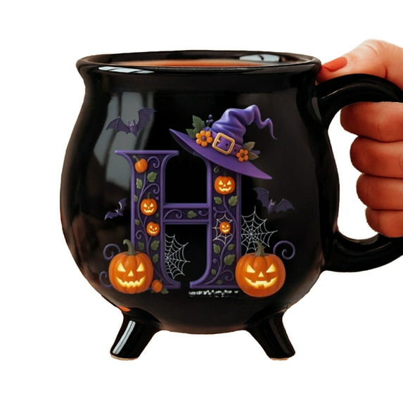 Xinwanna 12oz Witch Cauldron Mug Personalized Halloween Coffee Mug Ceramic Witches Brew Tea Cup Halloween Birthday Gift for Women Besties Family (Type H)