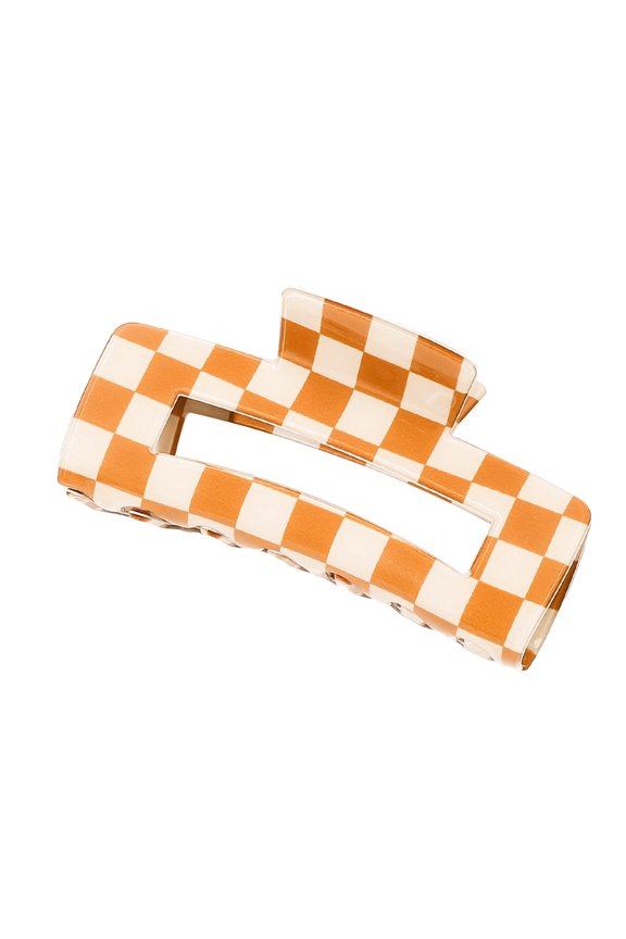 Xinwanna 1Pcs Women Hair Claws Strong Fixation Plaid Pattern Design Hair Clips Versatile Lattice Hair Accessories (Type B)