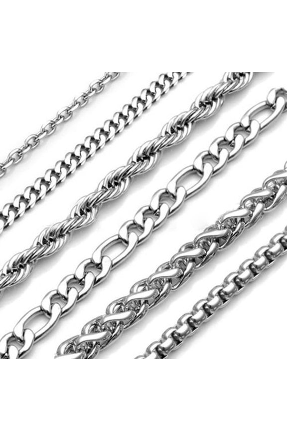 2-9mm Men's Women's Stainless Steel Silver Plated Twist Link Chain Necklace (Wheat Chain,26 inch-6mm)
