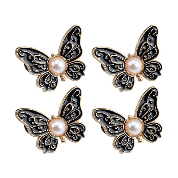 Xinwanna 2 Pairs Pant Waist Tightener Adjustable Butterfly Button Pins Pants Clips Detachable Decorative Waist Buckles for Loose Jeans Pants Skirts (Black)