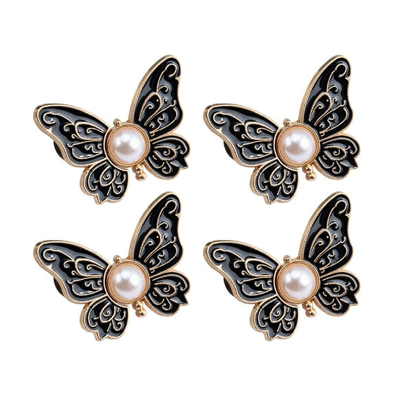 Xinwanna 2 Pairs Pant Waist Tightener Adjustable Butterfly Button Pins Pants Clips Detachable Decorative Waist Buckles for Loose Jeans Pants Skirts (Black)