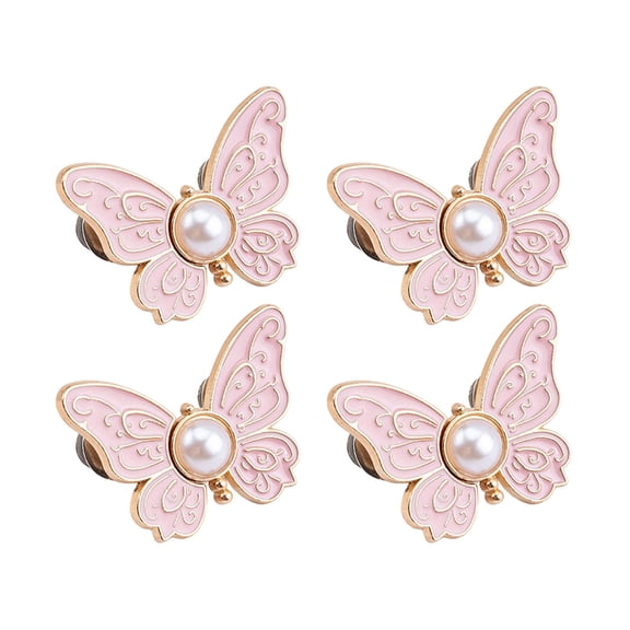 Xinwanna 2 Pairs Pant Waist Tightener Adjustable Butterfly Button Pins Pants Clips Detachable Decorative Waist Buckles for Loose Jeans Pants Skirts (Pink)