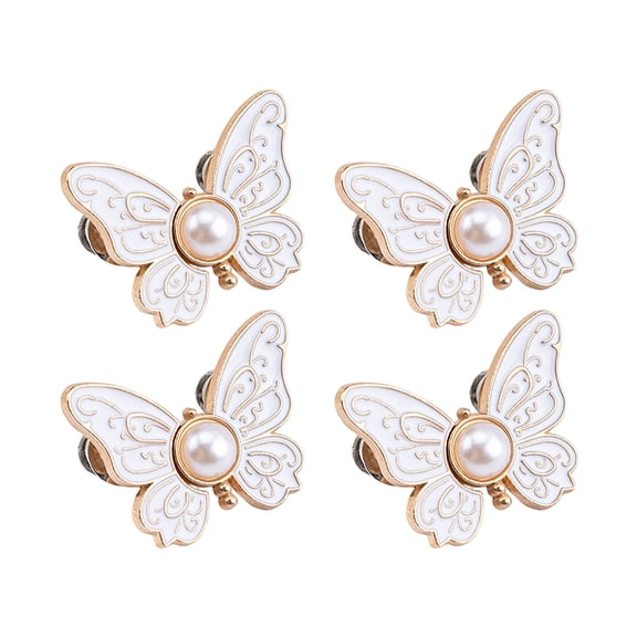 Xinwanna 2 Pairs Pant Waist Tightener Adjustable Butterfly Button Pins Pants Clips Detachable Decorative Waist Buckles for Loose Jeans Pants Skirts (White)