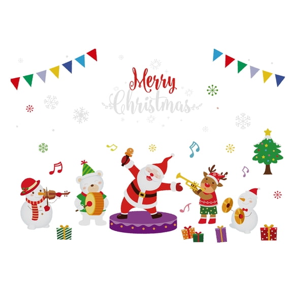 Xinwanna 2Pcs Christmas Window Stickers Water Proof Colorful Double-side Multi-style Xmas Holiday Window Static Clings for Stores (Type 14)