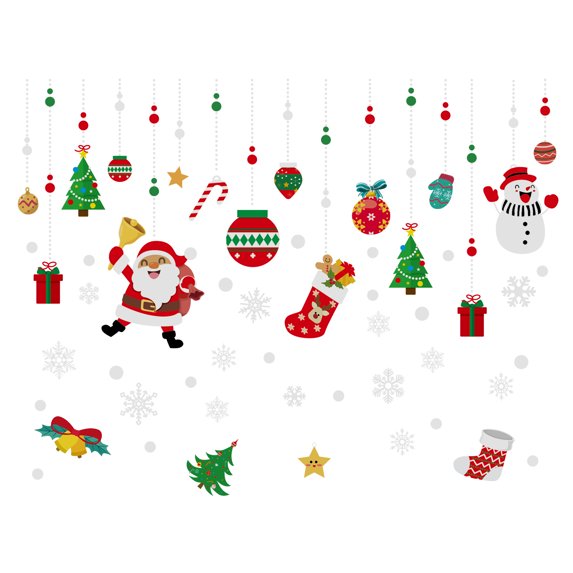 Xinwanna 2Pcs Christmas Window Stickers Water Proof Colorful Double-side Multi-style Xmas Holiday Window Static Clings for Stores (Type 6)