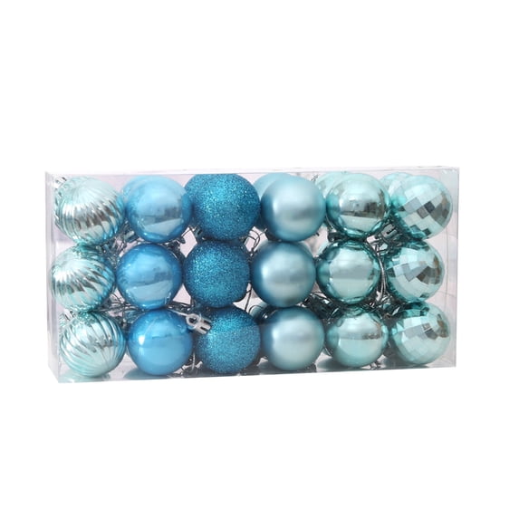 Xinwanna 36Pcs/Set Christmas Style Decorative Hanging Decor Plastic Beautiful Glitter Hanging Ball Decor for Home (Blue)