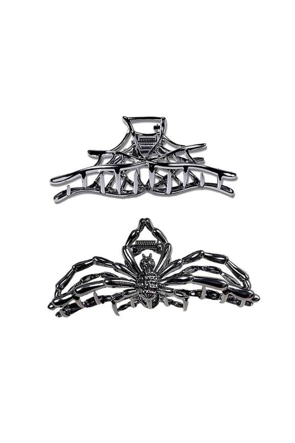 Xinwanna 3Pcs Women Hair Claws Spider Bat Skull Hand Shape Hair Clips Anti-slip Teeth Back Head Hair Barrettes Hair Styling Accessories (Type L)