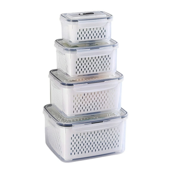 Xinwanna 4 Pack Fruit Storage Containers Set for Fridge, Leakproof Fruit Containers, BPA-Free Produce Storage Containers with Lids Keep Fruits, Vegetables, Berry, Meat Fresh Longer