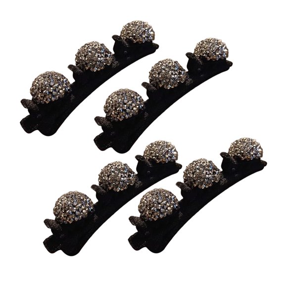 Xinwanna 4Pcs Braided Hair Clips Rhinestones Sparkling Faux Crystal Stone Heart Braided Hair Clips Double Layer Bang Hairpins (Type B)