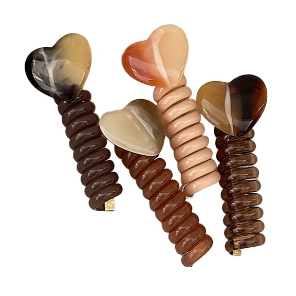 Xinwanna 4Pcs Hair Rope Non-Damage Elastic Hair Ties Women Girls Reusable Non-Slip Bubble Braided Headband Hair Accessories (Love Heart)