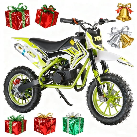 Xinwanna 50CC 2-Stroke Kids Dirt Bike, Off Road Dirt Bikes for Kids, Upgraded Dirt Bike Gas, Pocket Rocket Mini Dirtbike, Mini Motorcycle, Gas Power Motocross Max Load 330Lbs