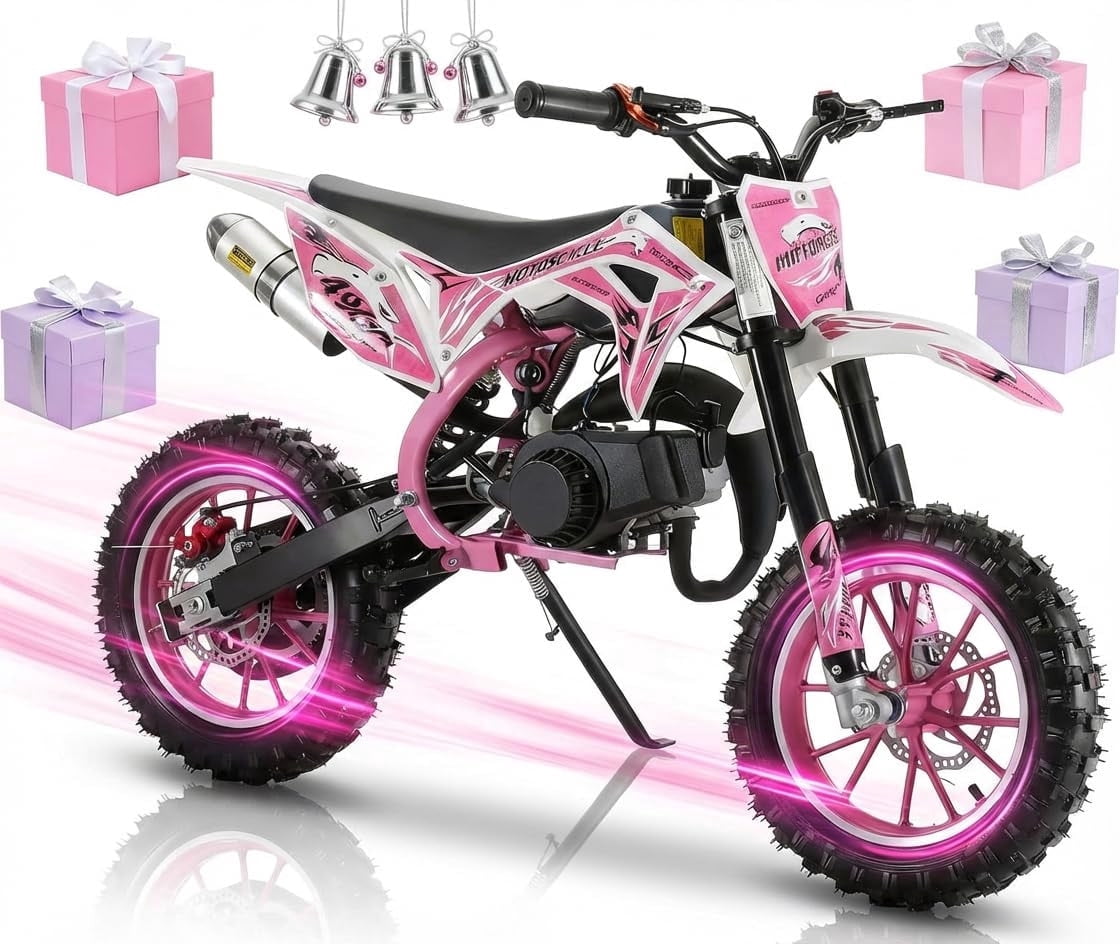 Xinwanna 50cc Kids Dirt Bike,Toddler Gas Power Motocross Off Road Mini Motorcycle Vehicles Children Pocket Motorbike with Front Rear Disc Brakes Ideal Birthday for 8-15 Boy Girl