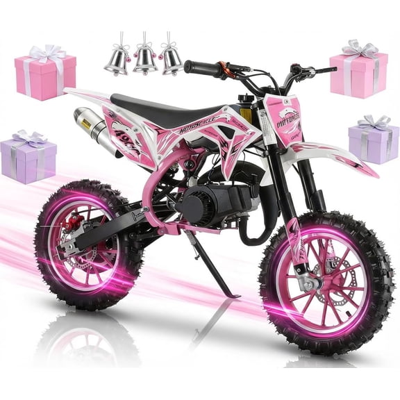 Xinwanna 50cc Kids Dirt Bike,Toddler Gas Power Motocross Off Road Mini Motorcycle Vehicles Children Pocket Motorbike with Front Rear Disc Brakes Ideal Birthday for 8-15 Boy Girl
