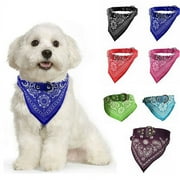 Frogued Adjustable Pet Dog Puppy Cat Neck Scarf Bandana Faux Leather Collar Neckerchief (Blue,S)