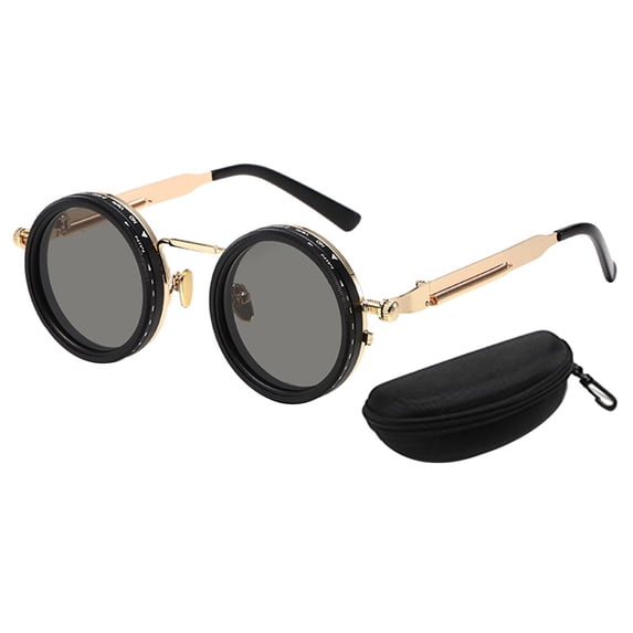 Xinwanna Adjustable Tint Polarized Sunglasses 1-9 Gear Round Glasses with ND Filter Lenses for Men UV Protection Eyewear for Beach Travel (Black Golden)