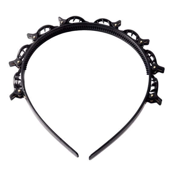 Xinwanna Adjustable Toothed Headband Women Bangs Hairstyle Headband with 8 Small Clip DIY Hairpin Adjustable Weave Bangs Hair Clips (Black)