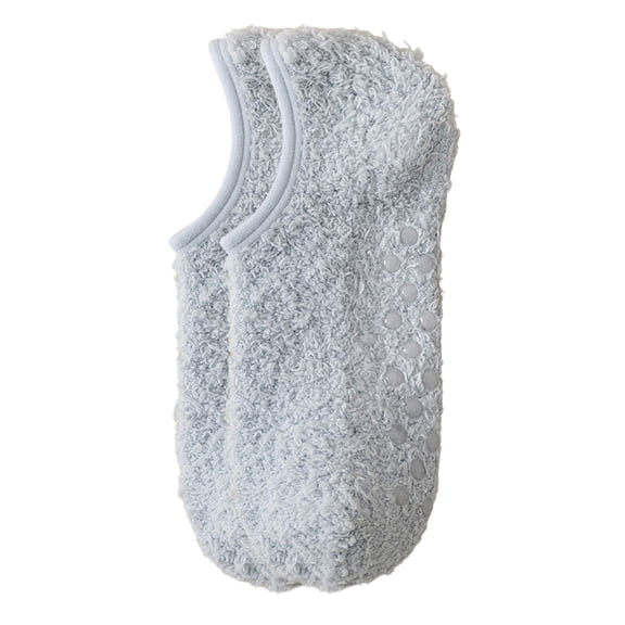 Xinwanna Adult Soft Slipper Socks for Women Fuzzy Floor Socks with Grips Winter Thickened Fleece Sleep Socks Non-slip Boot Socks (Light Grey)