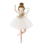 Xinwanna Ballerina Christmas Ornament Ballet Girl Dancing with Wing And Tulle Skirt Xmas Tree Hanging Decorations for Holiday Home Party Decor (Golden)