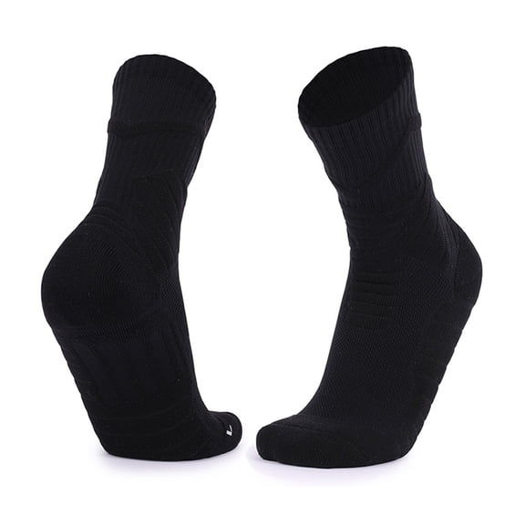 Xinwanna Basketball Socks for Men Boys Cotton Athletic Cushioned Crew Socks Breathable Performance Socks for Sports Running (Black,One Size)