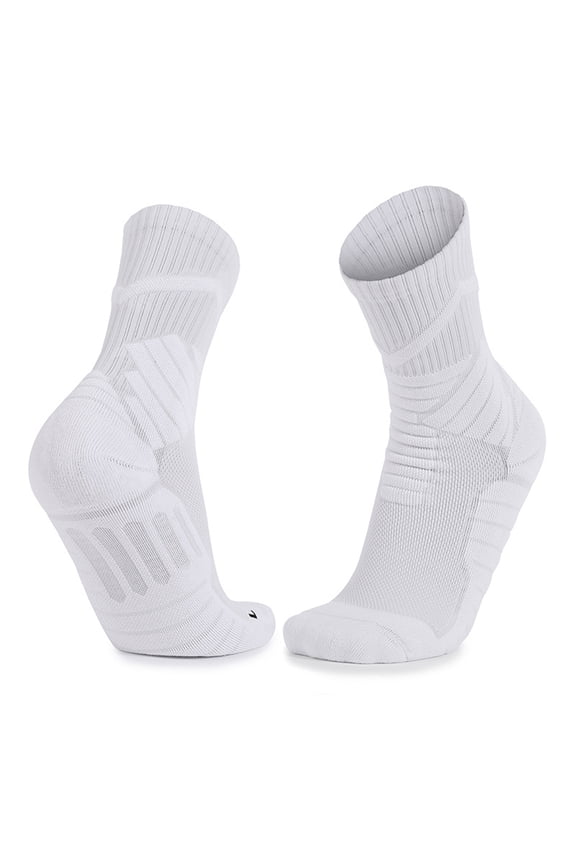 Xinwanna Basketball Socks for Men Boys Cotton Athletic Cushioned Crew Socks Breathable Performance Socks for Sports Running (White,One Size)