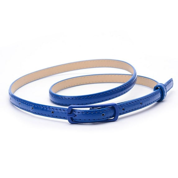 Xinwanna Belt Thin Style Adjustable Faux Leather Women Waist Belt for Daily Wear (Dark Blue)