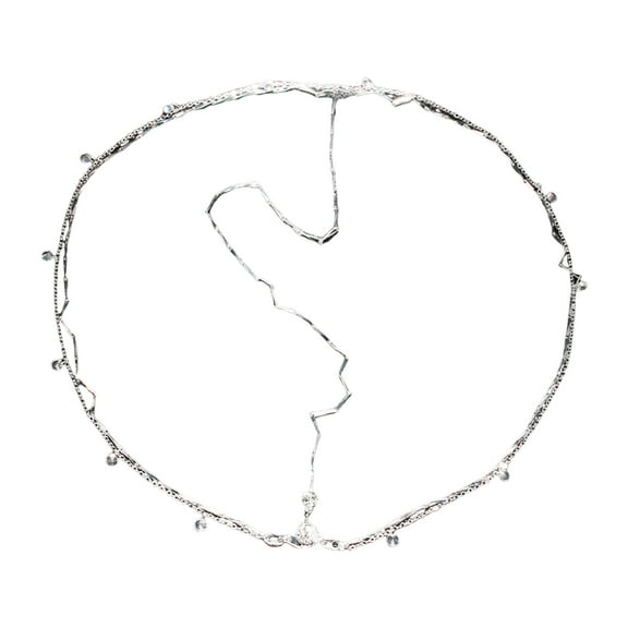 Xinwanna Boho Style Head Chain Rhinestones Pendant Double Layer Elegant Headpiece Bling Bridal Forehead Chain Jewelry Gift Hair Accessory (Silver)