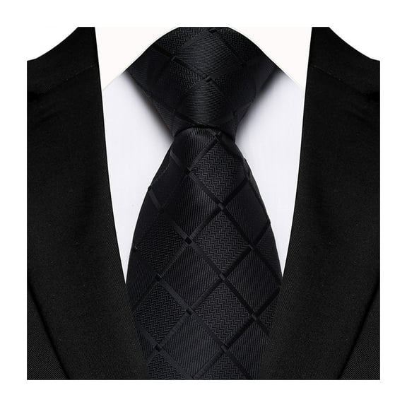 Xinwanna Business Tie Square Geometric Design Solid Color Smooth Satin Formal Tie Casual Necktie Street Events Weddings Accessories (Black)