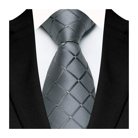 Xinwanna Business Tie Square Geometric Design Solid Color Smooth Satin Formal Tie Casual Necktie Street Events Weddings Accessories (Dark Gray)