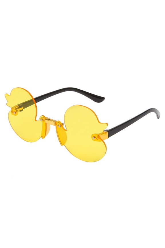 Xinwanna Children Sunglasses Duckling Shape Translucent Anti-UV Block Sunlight Eye Protection Photo Prop Girls Vacation Summer Beach Sunglasses (Yellow)