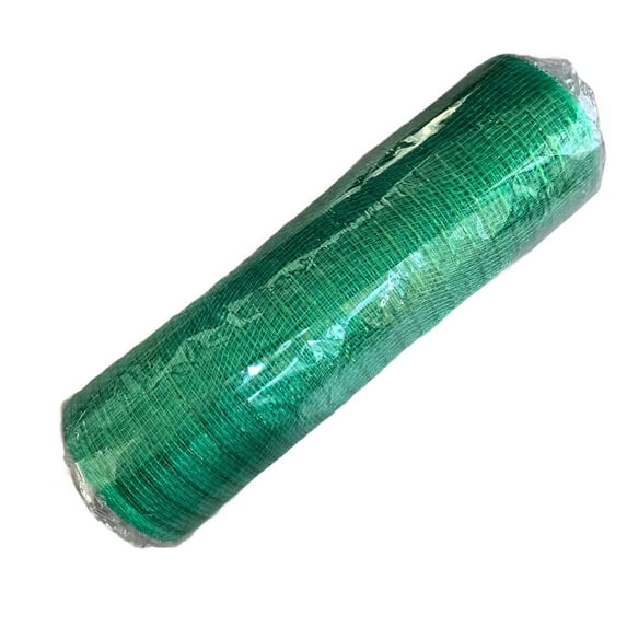 Xinwanna Christmas Poly Mesh Ribbon 10 Inch x 10 Yards Metallic Mesh Ribbon Foil Decorative Mesh Rolls for DIY Wreath Crafts Party Decoration (Green)