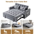 thumbnail image 1 of Xinwanna Convertible Sofa Bed, 3-in-1 Multi-Functional Velvet Sleeper Couch Pull-Out Loveseat Bed Chaise Lounge with Adjustable Backrest and Pillows, Hidden Side Table for Living Room, Grey, 1 of 7