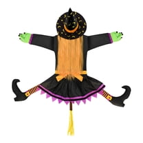 Xinwanna Crashing Witch Into Tree Halloween Decoration with LED Light Outdoor Lighted Flying Witch for Tree Yard Patio Porch Decoration (Type A)