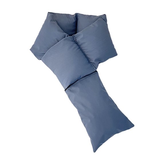 Xinwanna Down Scarf with Pocket Design Solid Color Waterproof Wear-Resistant Winter Versatile Scarf Daily Outdoor Wear (Blue)