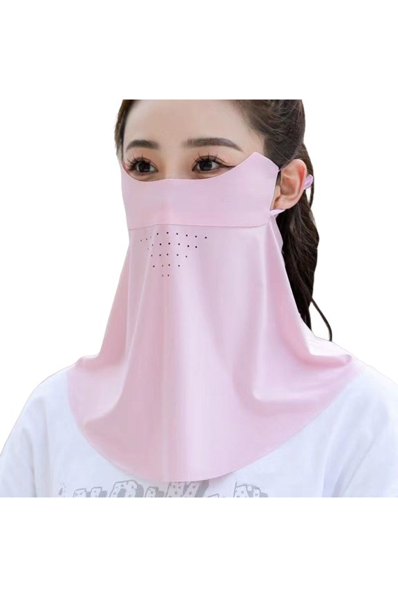 Xinwanna Face Guard with Elastic Strap Ultra-Wide Coverage Double-Layer Structure UPF 50+ UV Protection Cycling Face Protector (Pink)