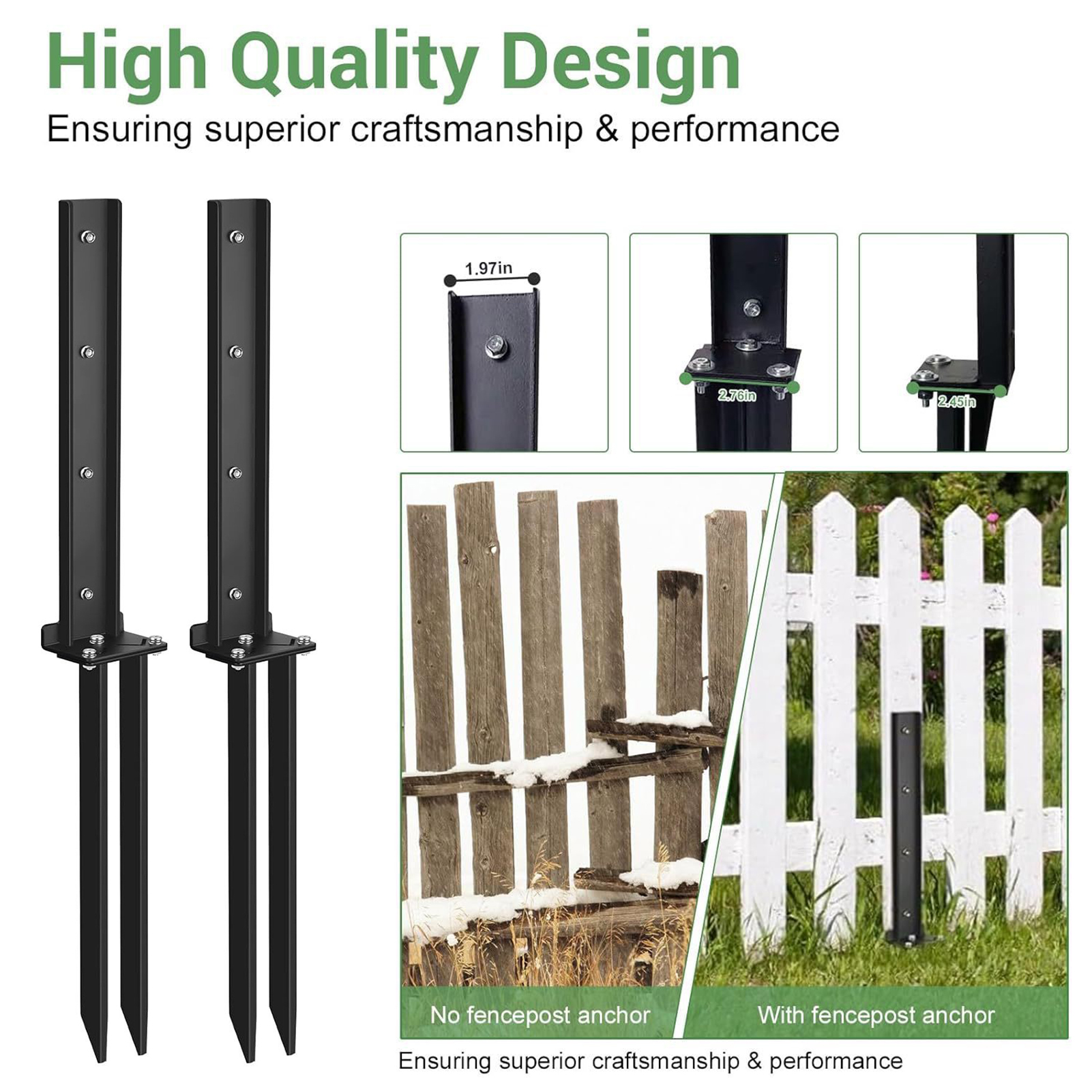 Xinwanna Fence Post Anchor Kit, Heavy Duty Metal Steel Fence Post