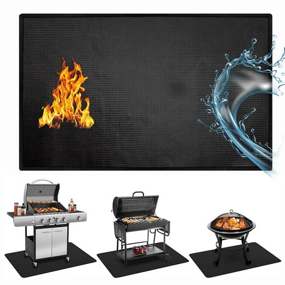 Xinwanna Floor Mat for Outdoor Barbecue Tools, BBQ Mat Fireproof Waterproof Large Grill Mat Oil-Proof Grilling Cushion Kitchen Deck Mat, M