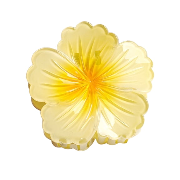 Xinwanna Flower-Shaped Hair Clip Gradient Color Back Head Hair Claw Hair Styling Accessory Seaside Vacation Hair Decoration (Yellow)