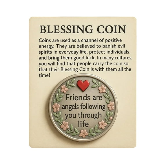 Xinwanna Friendship Blessing Coin Friends Are Angels Following You Through Life Blessing Coin with Emotional Support Card Pocket Friendship Keepsake Gifts for Best Friends (1pc)