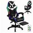 thumbnail image 1 of Xinwanna Gaming Chair with Bluetooth Speakers ＆ LED Lights, Ergonomic Massage Computer Chair Height Adjustable, Video Game Chair with 360° Swivel Seat and Headrest, 397LBS Load, 1 of 8
