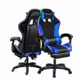 thumbnail image 1 of Xinwanna Gaming Chair, Computer Chair with Footrest and Lumbar Support, Height Adjustable, 360° Swivel Seat and Headrest, High Back Office Chair with Bluetooth Speakers and LED Lights Blue, 1 of 8