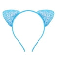 thumbnail image 1 of Xinwanna Girls Headband Glitter Sequins Non-slip Slim Flexible Heavy Duty Hairstyle Decoration Candy Color Cartoon Cat Ear Princess Hair Band Hair Accessories (Sky Blue), 1 of 13