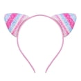 thumbnail image 1 of Xinwanna Girls Headband Glitter Sequins Non-slip Slim Flexible Heavy Duty Hairstyle Decoration Candy Color Cartoon Cat Ear Princess Hair Band Hair Accessories (Pink), 1 of 13