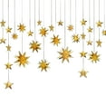 thumbnail image 1 of Xinwanna Golden Christmas Garland Star Streamer 3D Stars Metallic Paper Hanging Bunting Banner Festive Holiday Decoration (1 Set), 1 of 10
