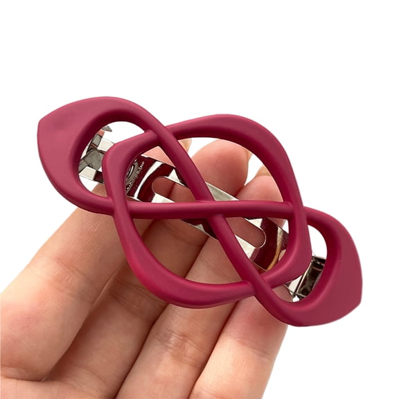 Xinwanna Hair Barrette Retro Style Hollow Metal Spring Design Back Head Hair Clip Women Matte Finish Hair Accessories (Wine Red)