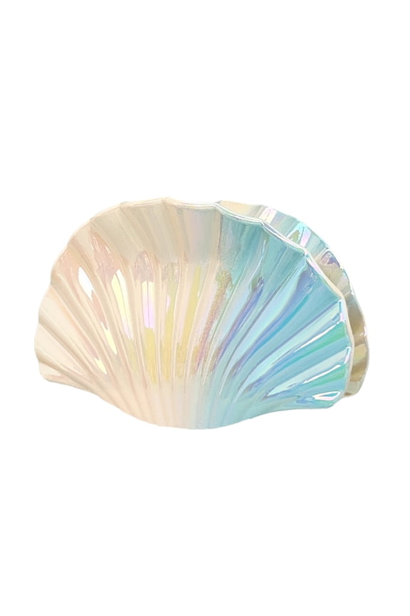 Xinwanna Hair Clip Gradient Color Hollow Design Shell Shape Hair Claw Plastic Resin Material Strong Grip Back Head Hair Claw (Blue)